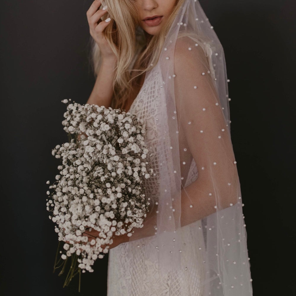 Cathedral Length Pearl Wedding Veil